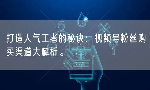 打造人气王者的秘诀：视频号粉丝购买渠道大解析。