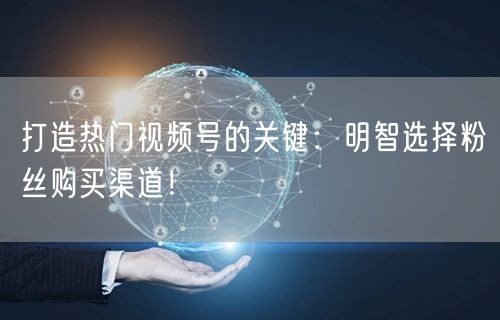 打造热门视频号的关键:明智选择粉丝购买渠道!