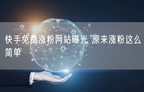 快手免费涨粉网站曝光 原来涨粉这么简单