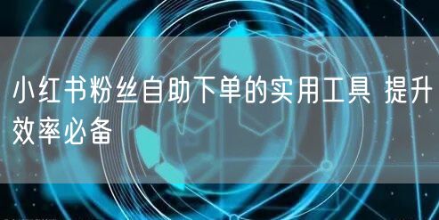小红书粉丝自助下单的实用工具 提升效率必备