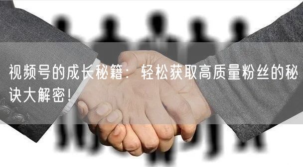 视频号的成长秘籍:轻松获取高质量粉丝的秘诀大解密!