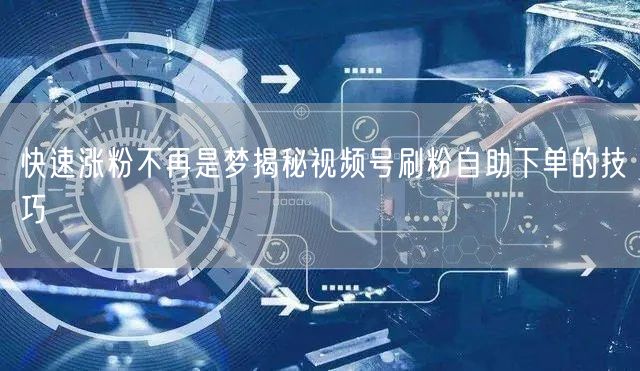 快速涨粉不再是梦揭秘视频号刷粉自助下单的技巧