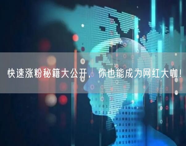 快速涨粉秘籍大公开,你也能成为网红大咖!