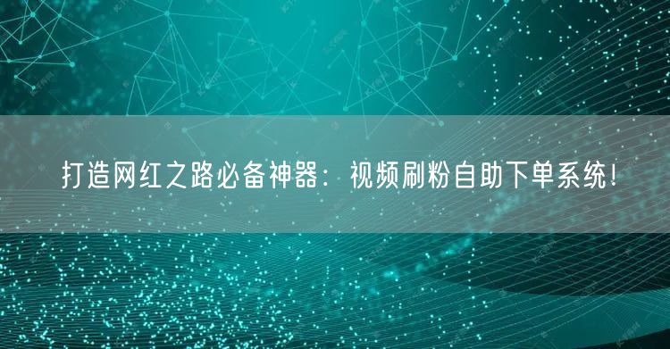 打造网红之路必备神器：视频刷粉自助下单系统！