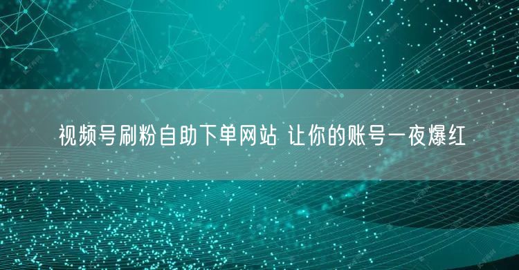 视频号刷粉自助下单网站 让你的账号一夜爆红
