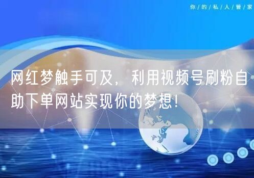 网红梦触手可及,利用视频号刷粉自助下单网站实现你的梦想!